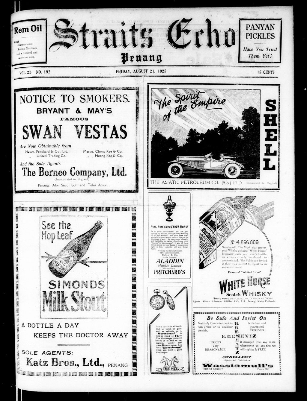 Miniature of Straits Echo 21 August 1925