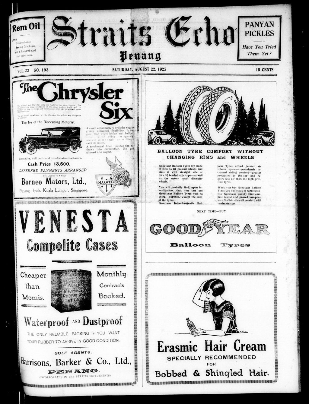 Miniature of Straits Echo 22 August 1925