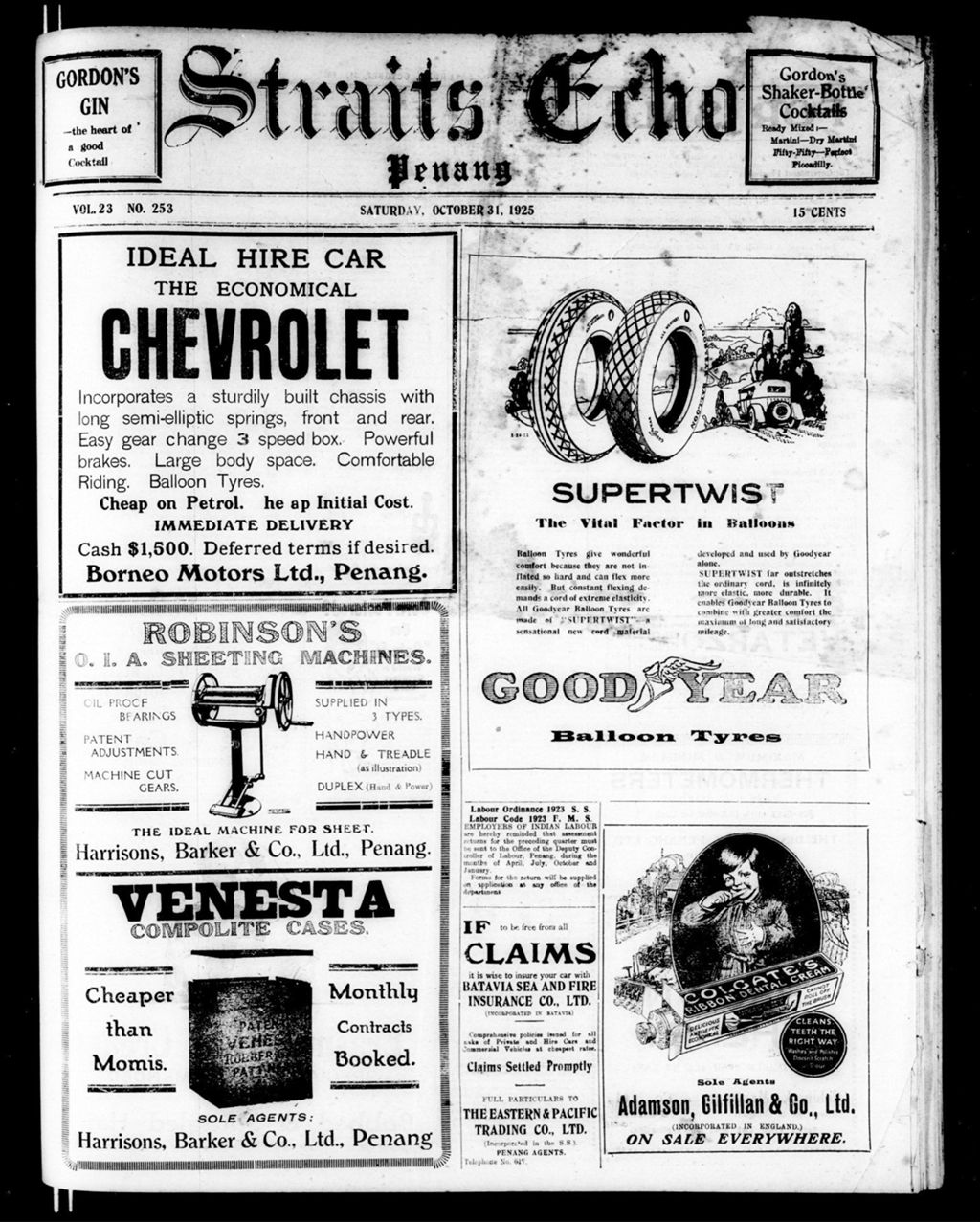 Miniature of Straits Echo 31 October 1925