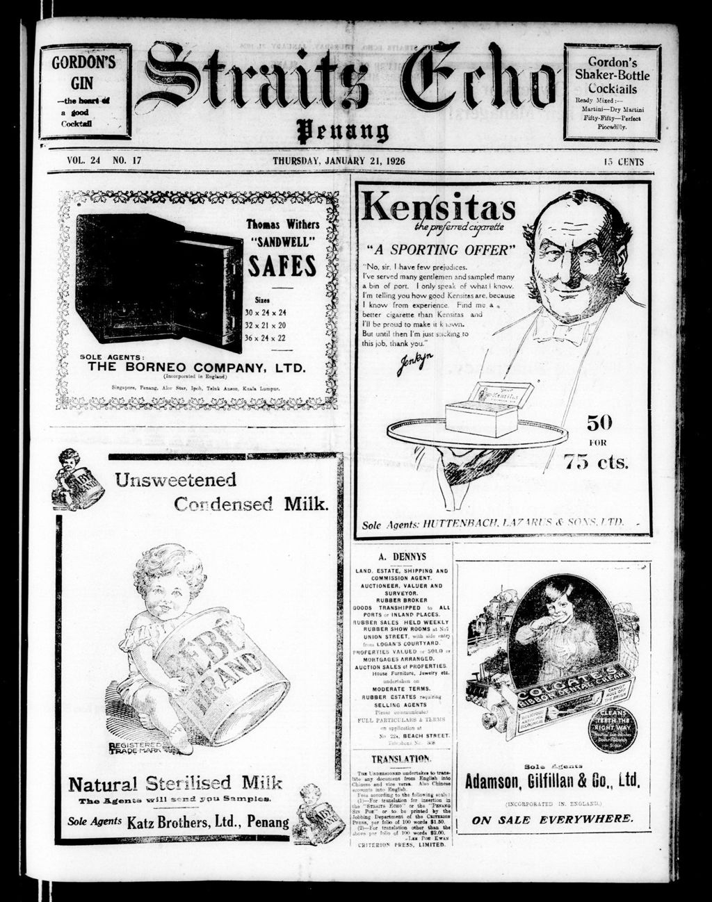 Miniature of Straits Echo 21 January 1926