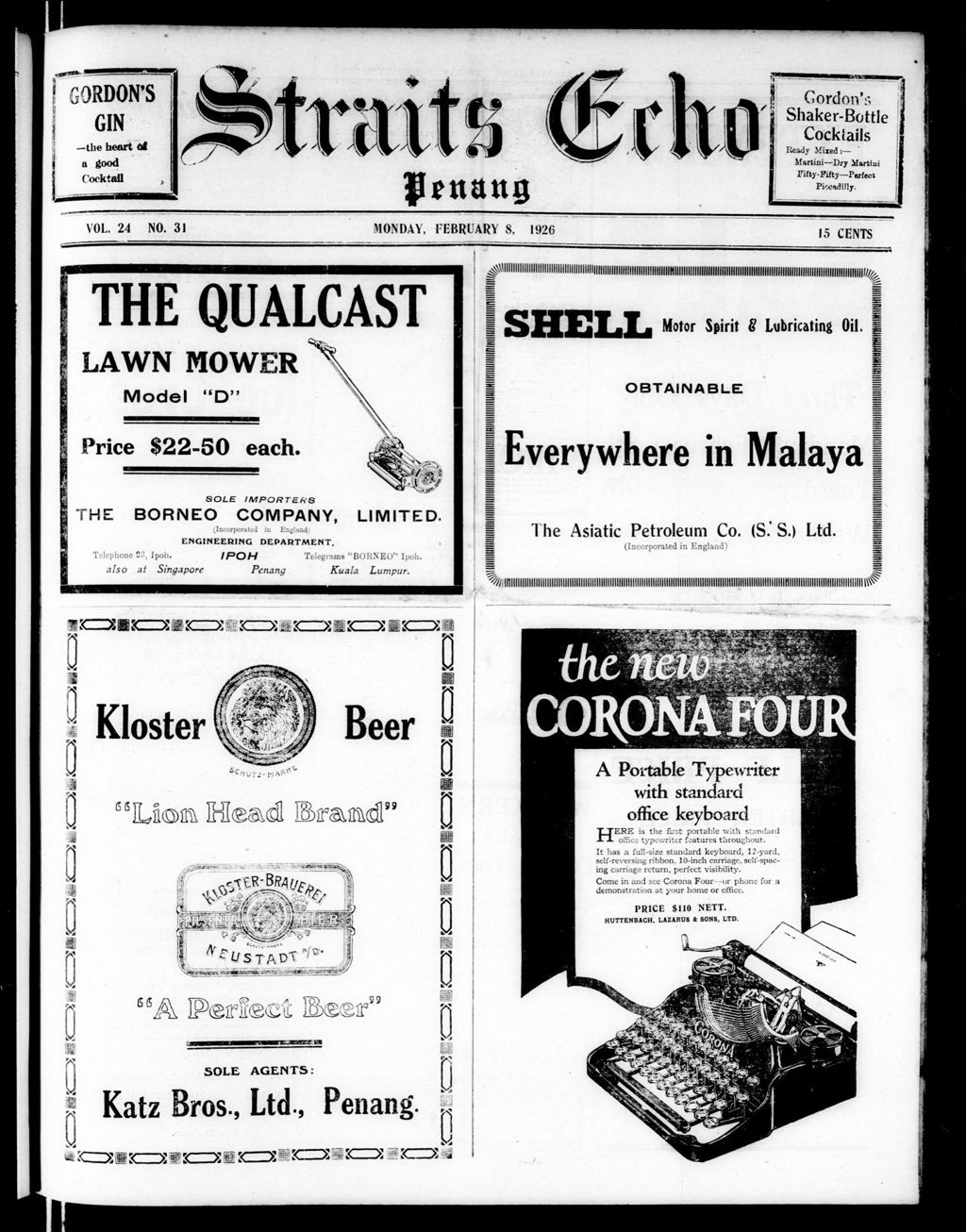 Miniature of Straits Echo 08 February 1926