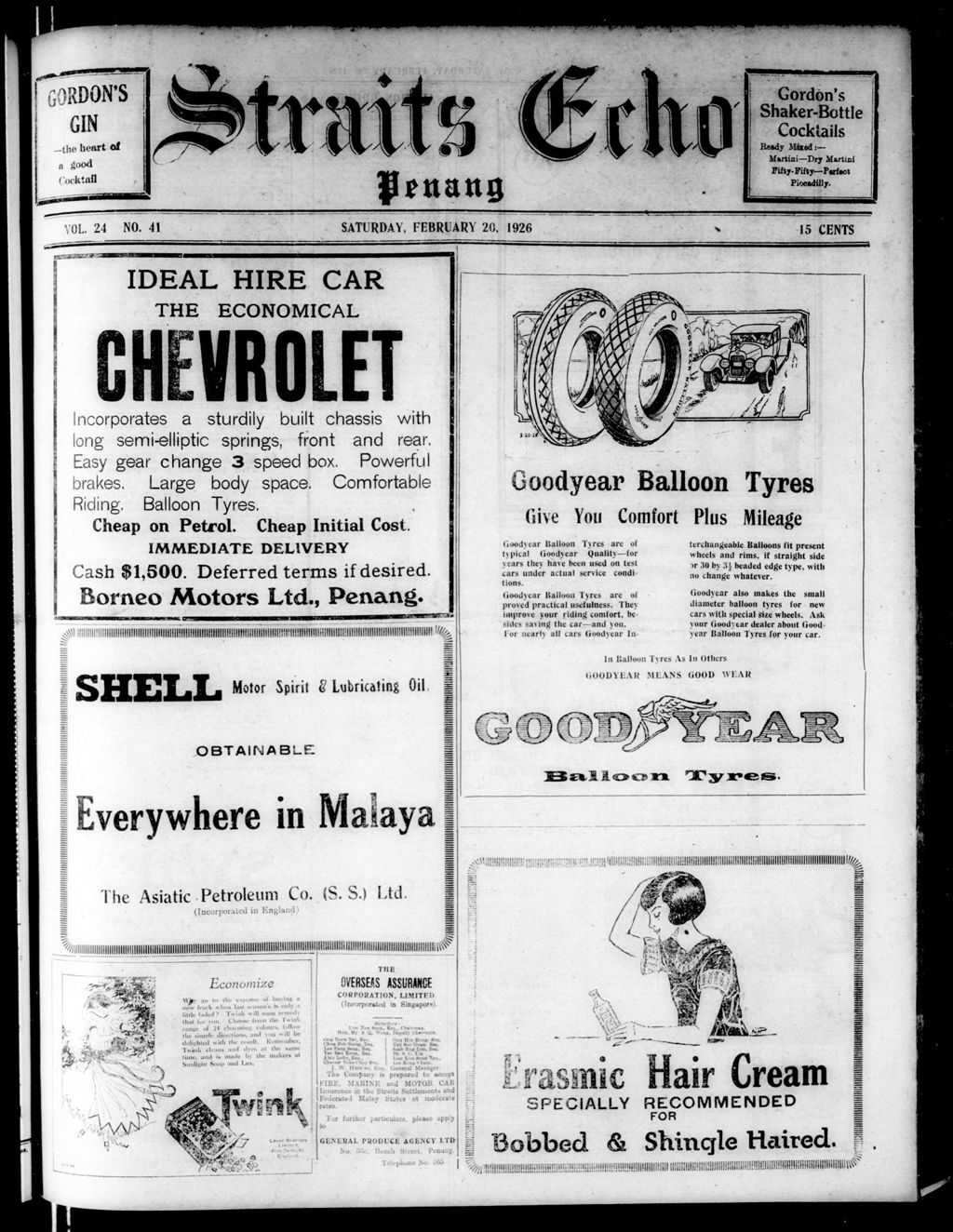 Miniature of Straits Echo 20 February 1926