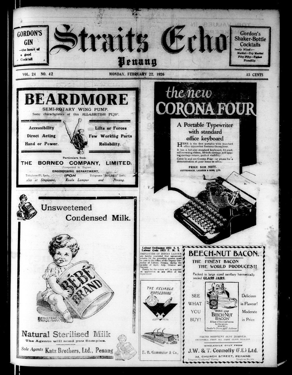 Miniature of Straits Echo 22 February 1926