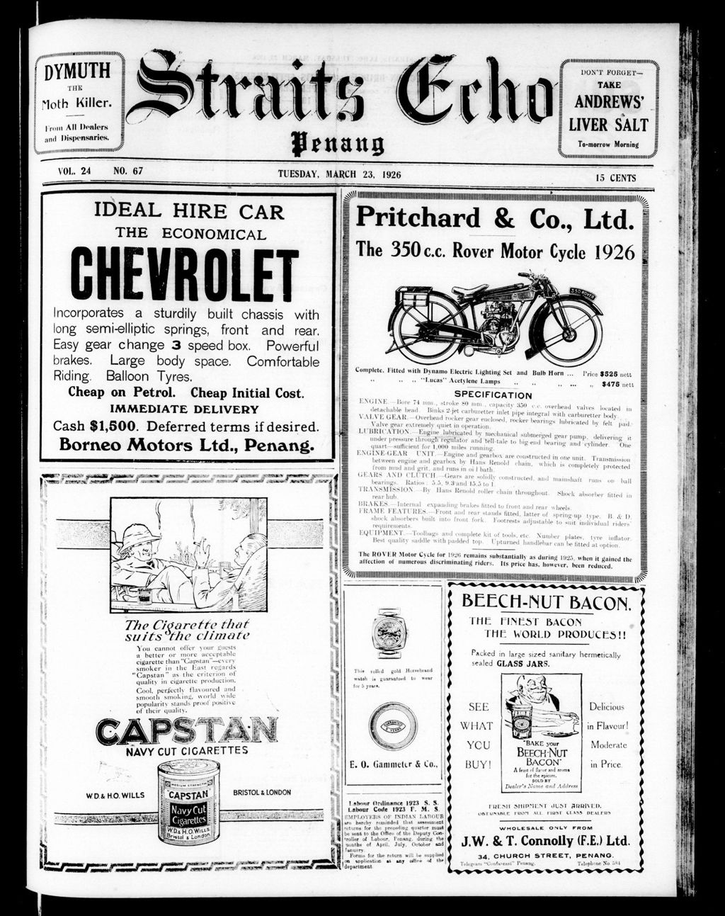 Miniature of Straits Echo 23 March 1926