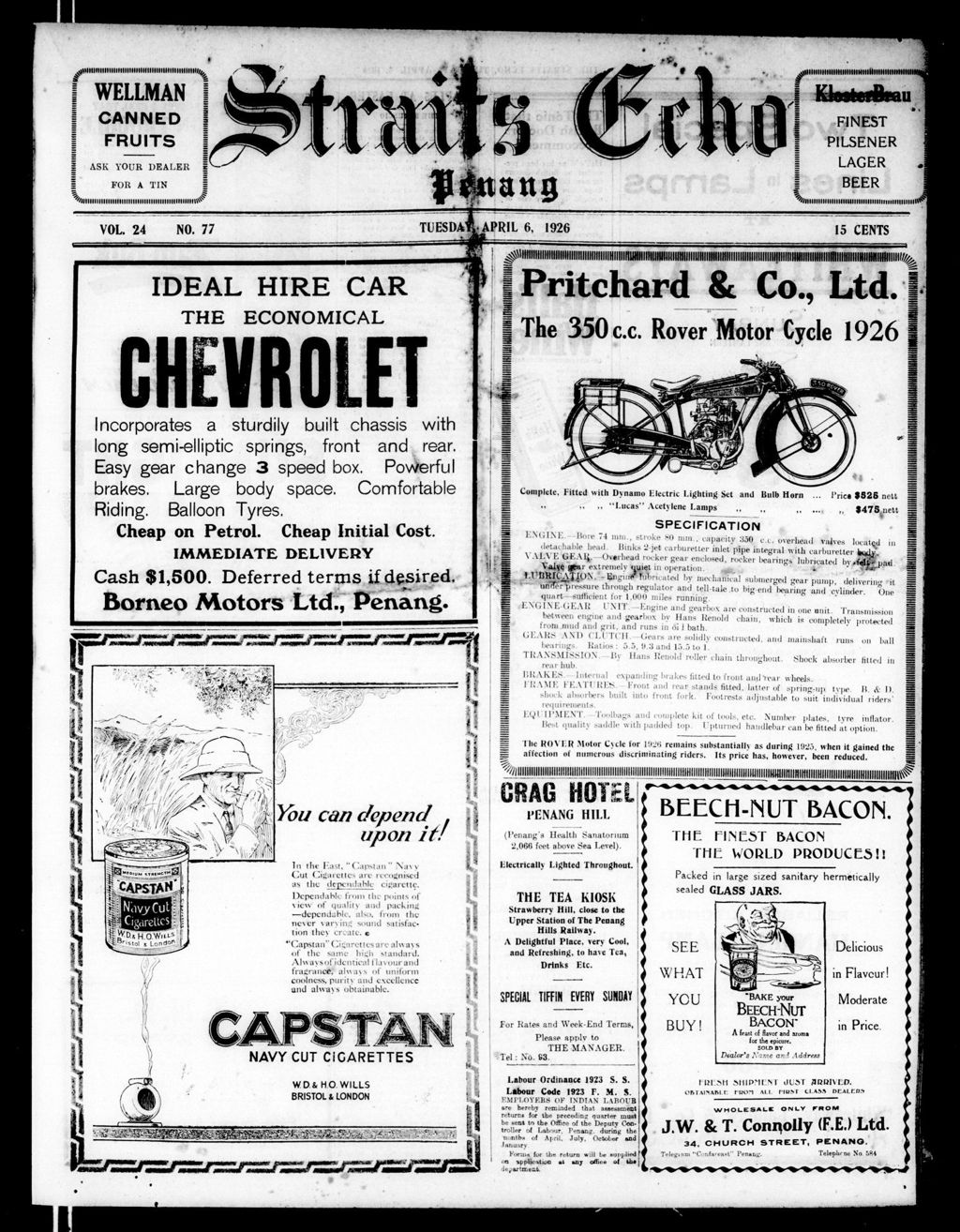 Miniature of Straits Echo 06 April 1926