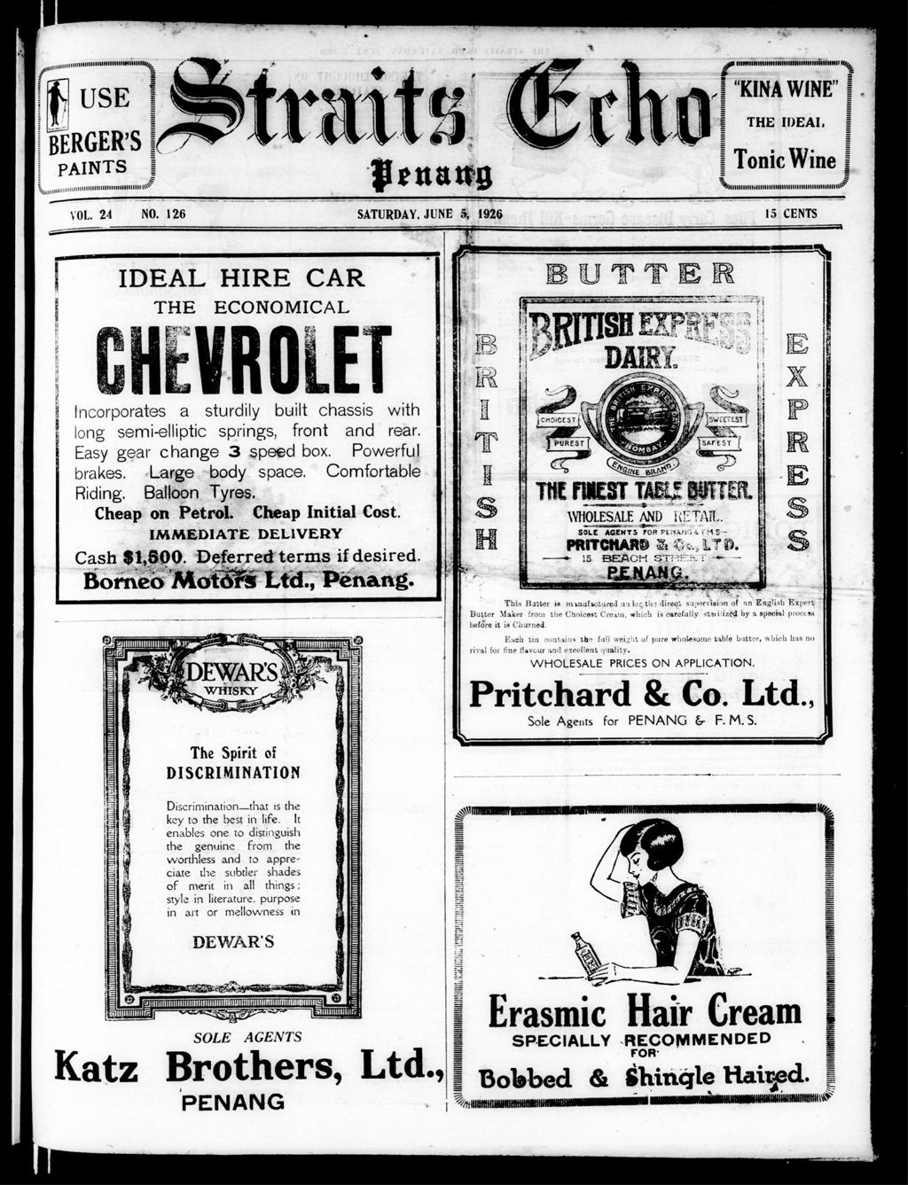 Miniature of Straits Echo 05 June 1926