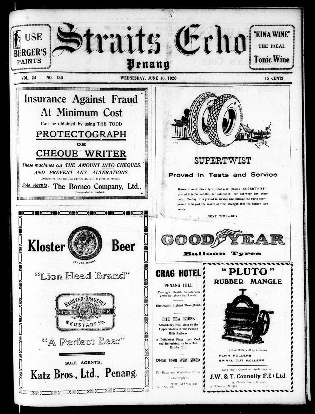 Miniature of Straits Echo 16 June 1926