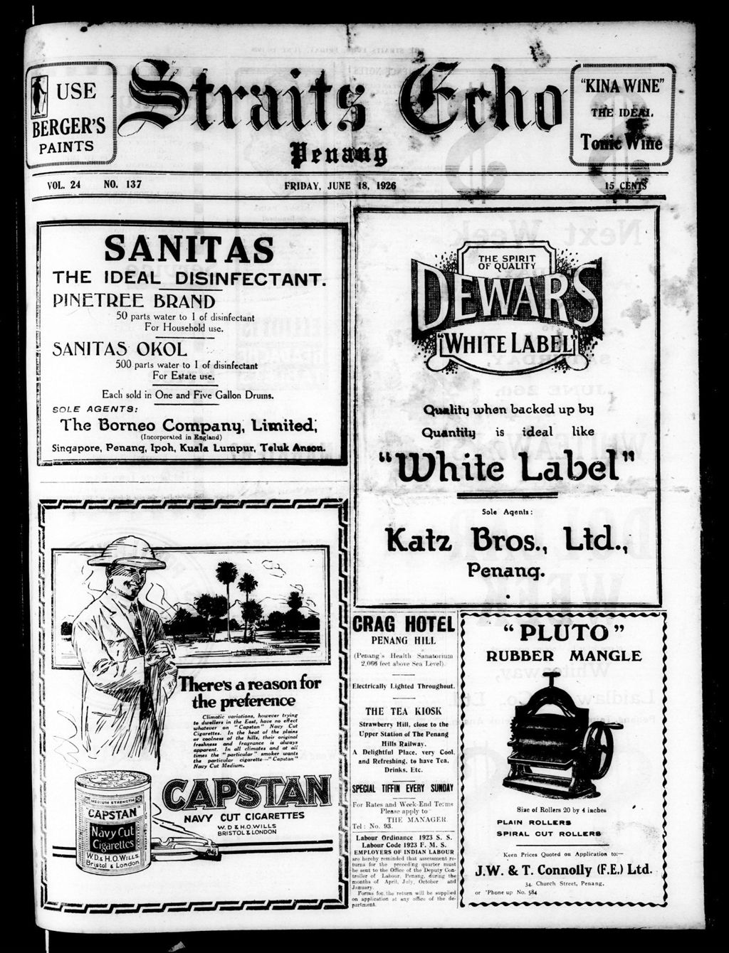 Miniature of Straits Echo 18 June 1926