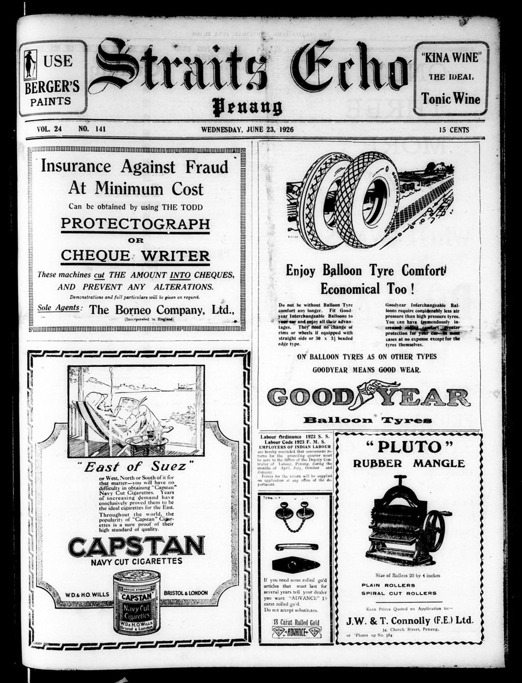 Miniature of Straits Echo 23 June 1926