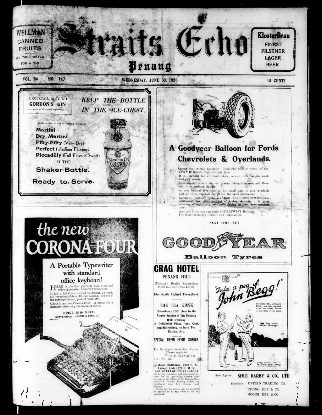 Miniature of Straits Echo 30 June 1926