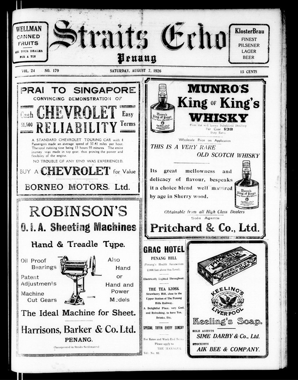 Miniature of Straits Echo 07 August 1926