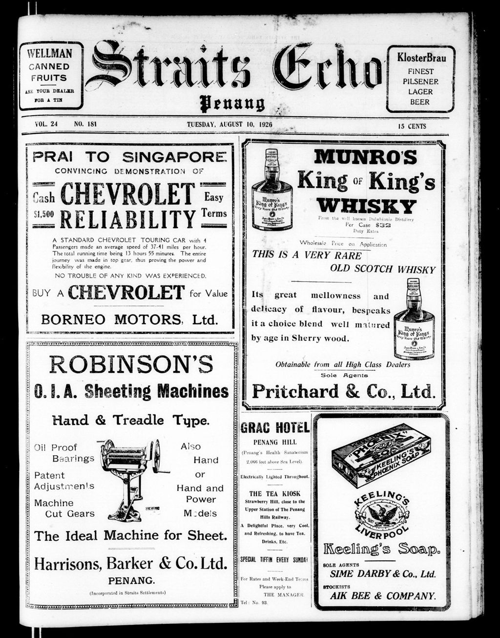 Miniature of Straits Echo 10 August 1926