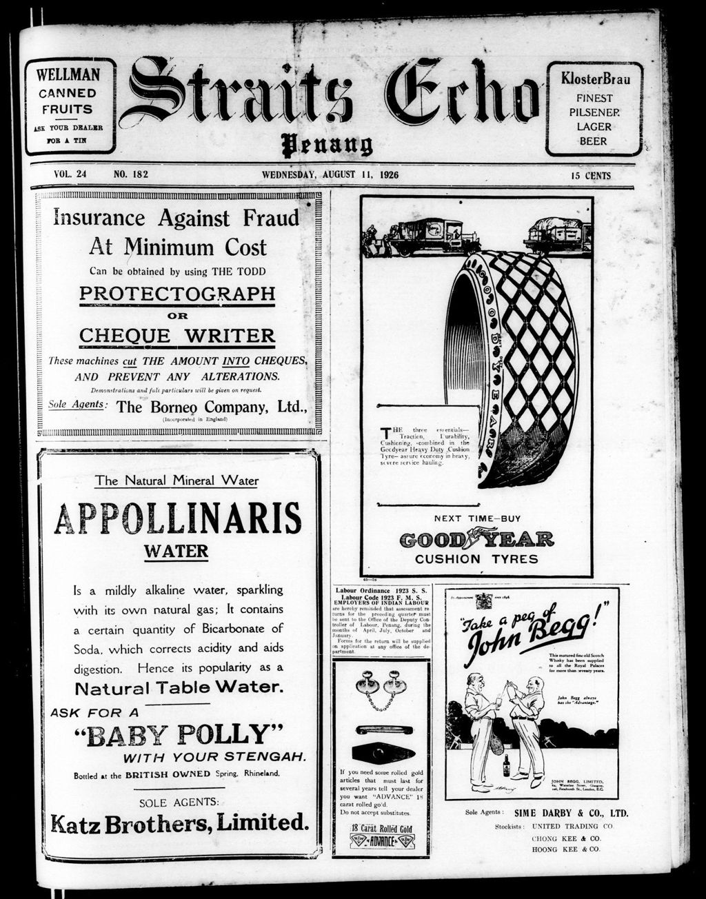 Miniature of Straits Echo 11 August 1926