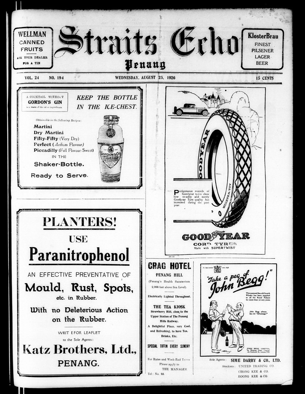 Miniature of Straits Echo 25 August 1926