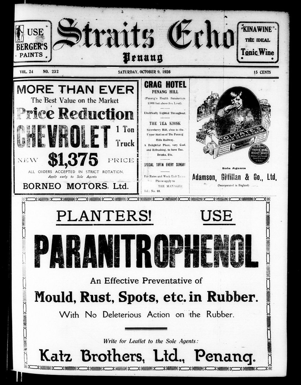 Miniature of Straits Echo 09 October 1926