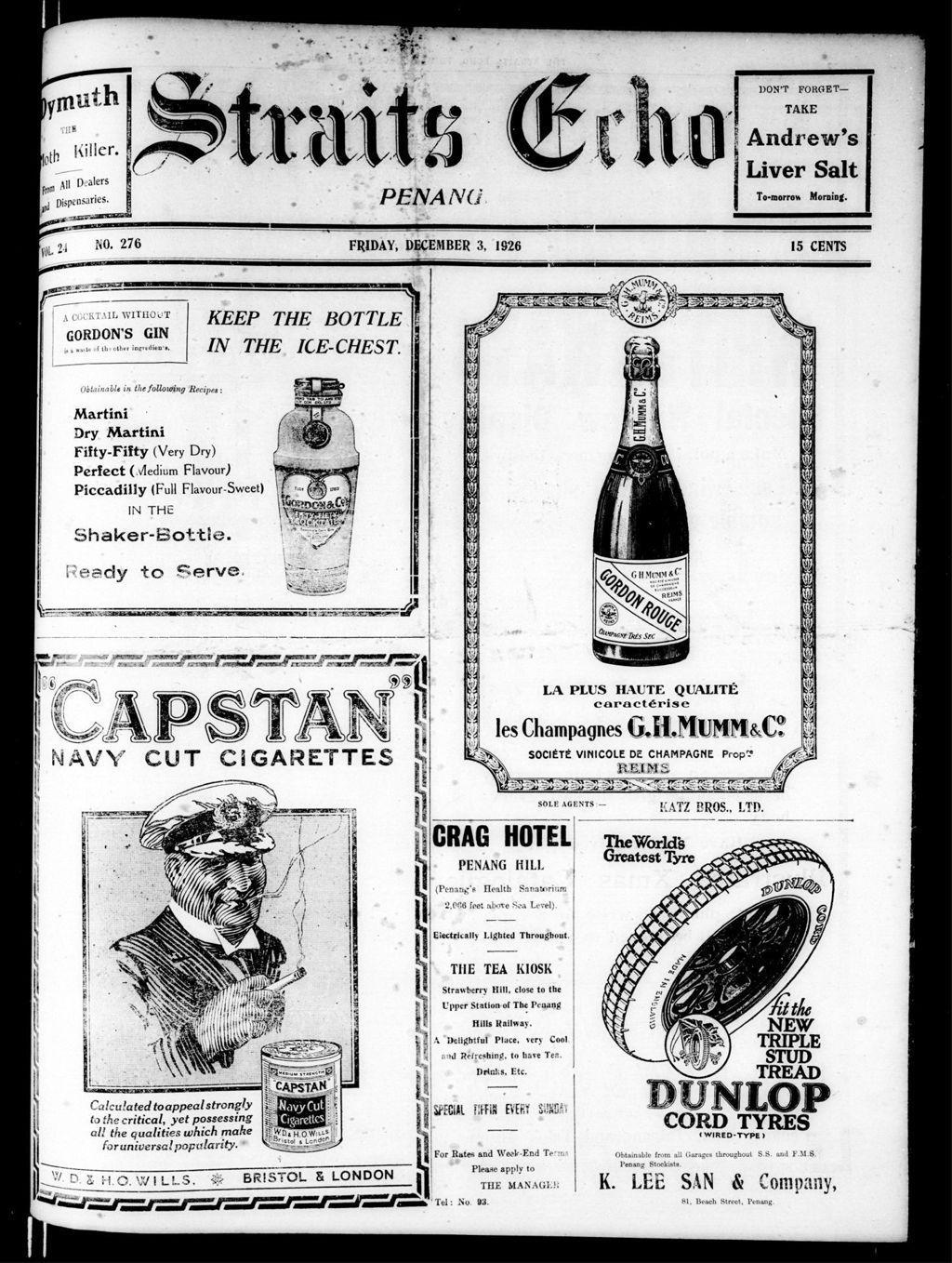 Miniature of Straits Echo 03 December 1926