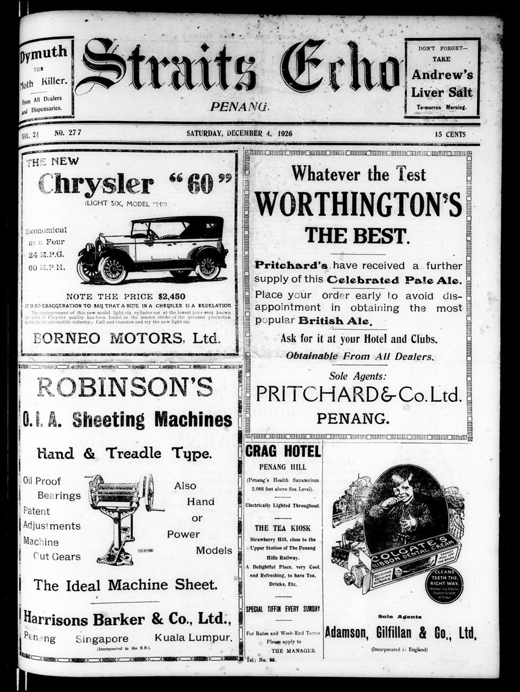 Miniature of Straits Echo 04 December 1926