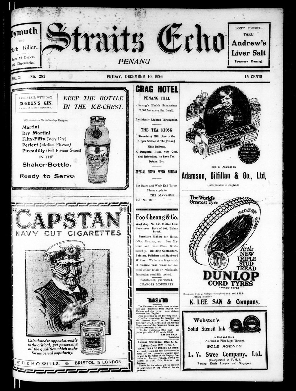 Miniature of Straits Echo 10 December 1926