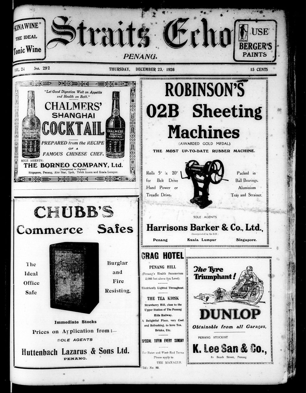 Miniature of Straits Echo 23 December 1926