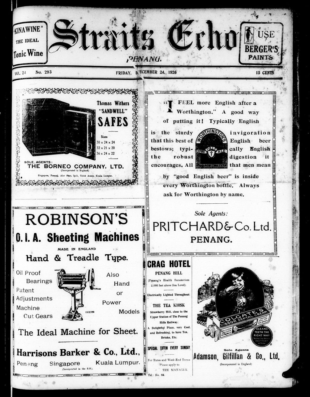 Miniature of Straits Echo 24 December 1926