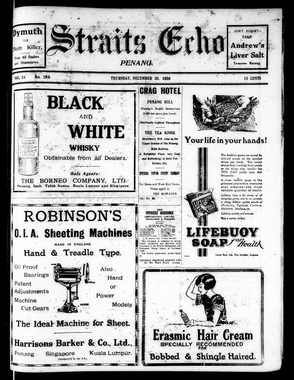 Miniature of Straits Echo 30 December 1926