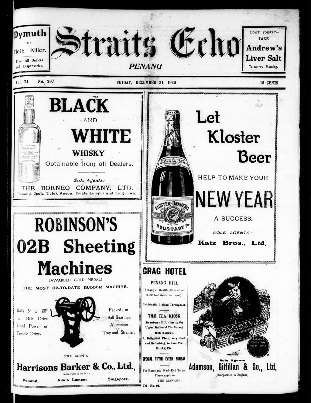 Miniature of Straits Echo 31 December 1926