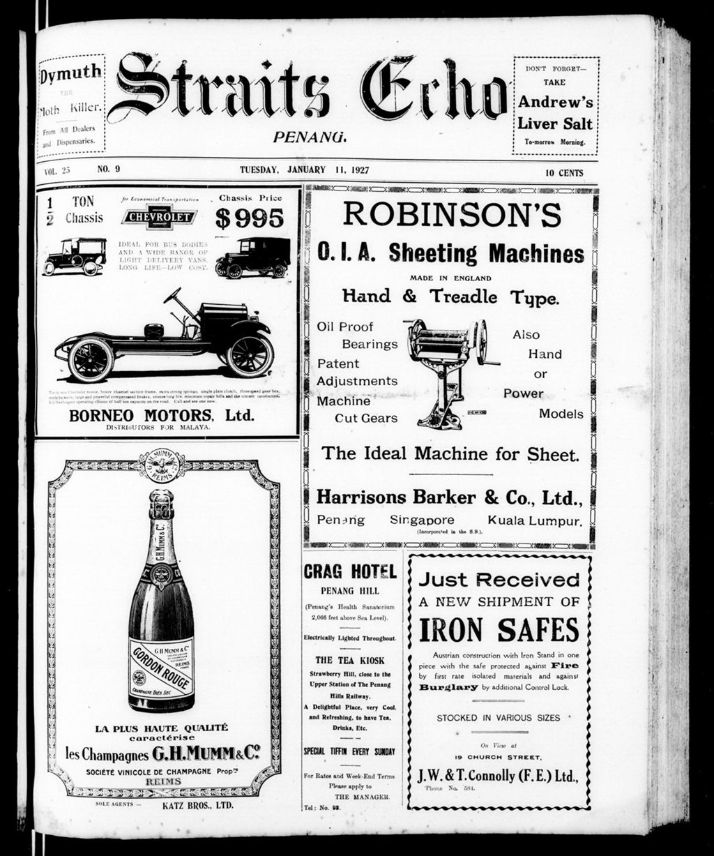 Miniature of Straits Echo 11 January 1927