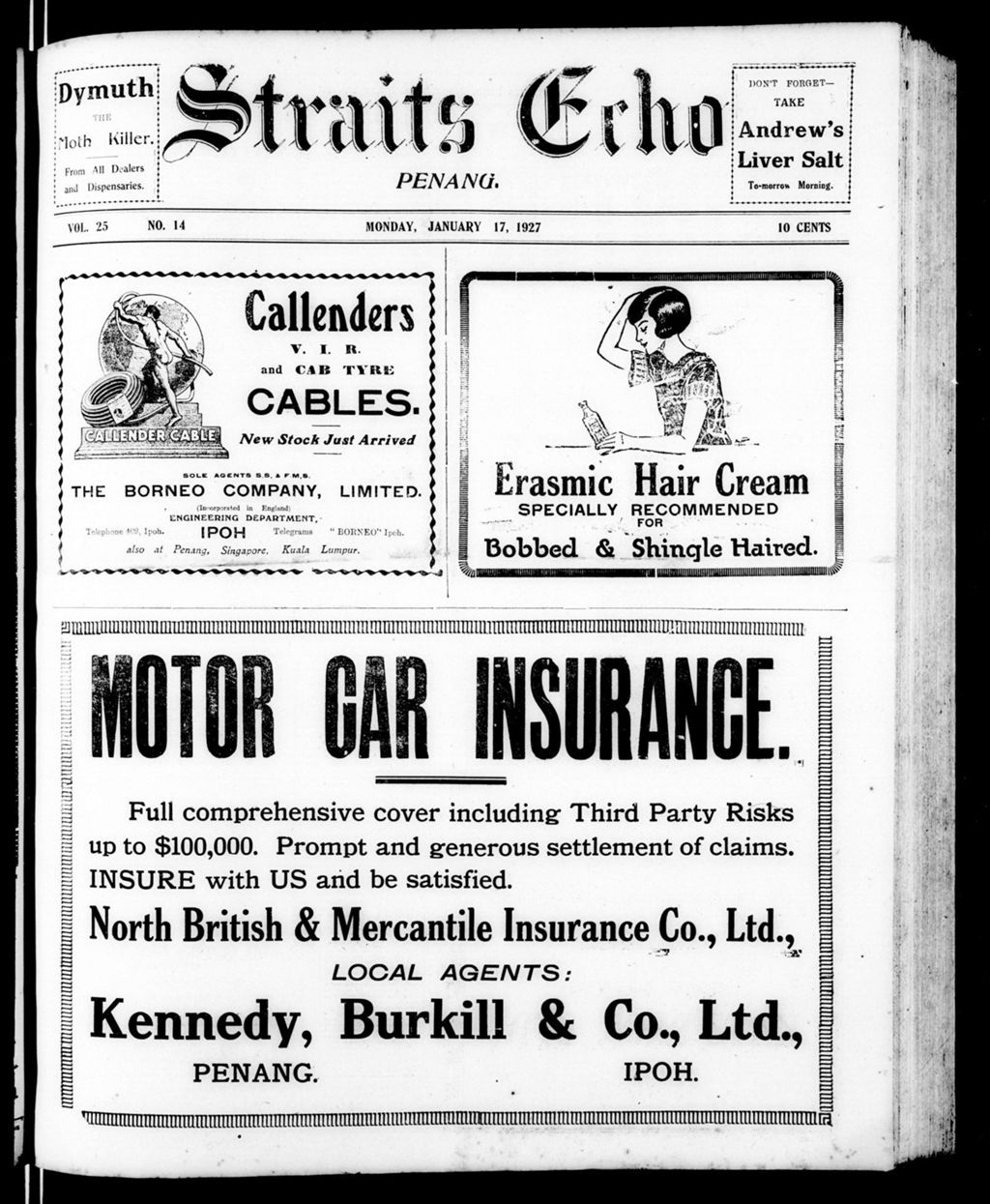 Miniature of Straits Echo 17 January 1927