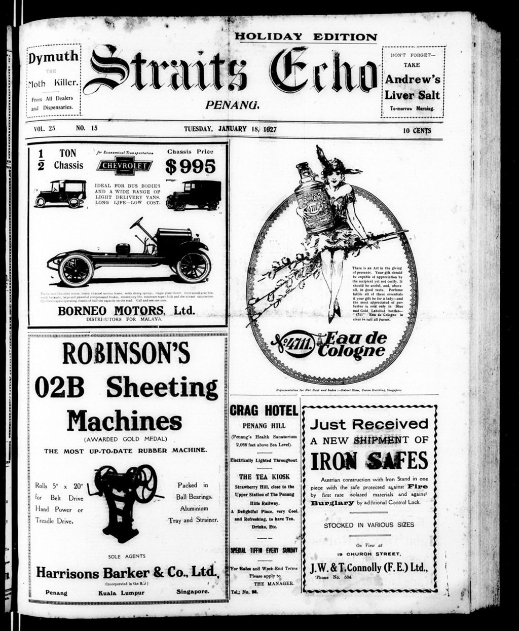 Miniature of Straits Echo 18 January 1927