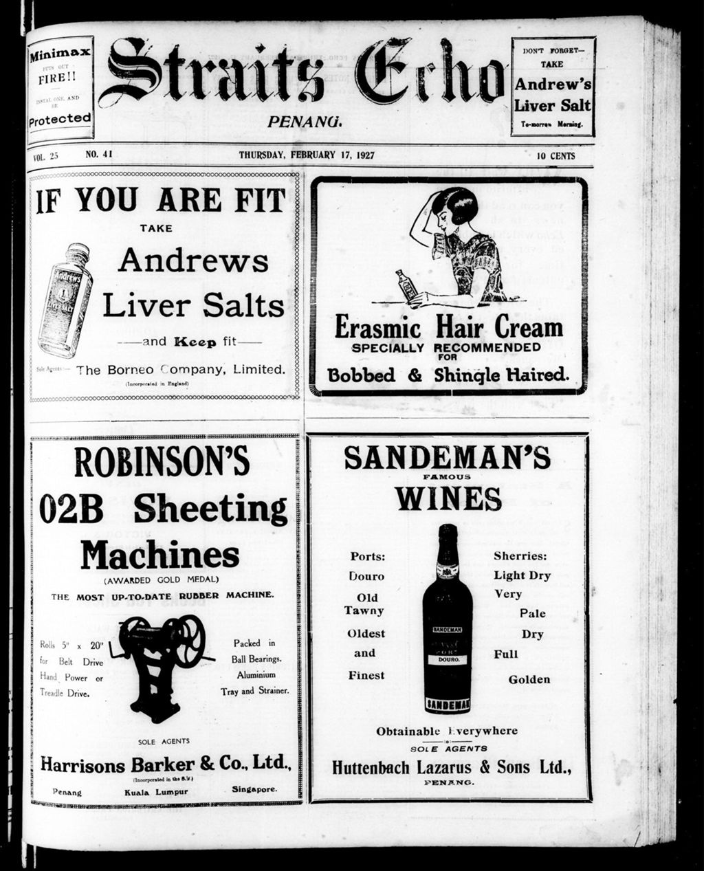 Miniature of Straits Echo 17 February 1927