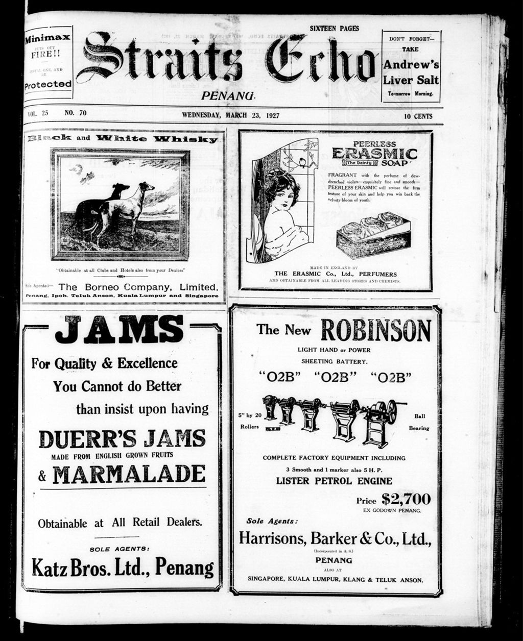 Miniature of Straits Echo 23 March 1927