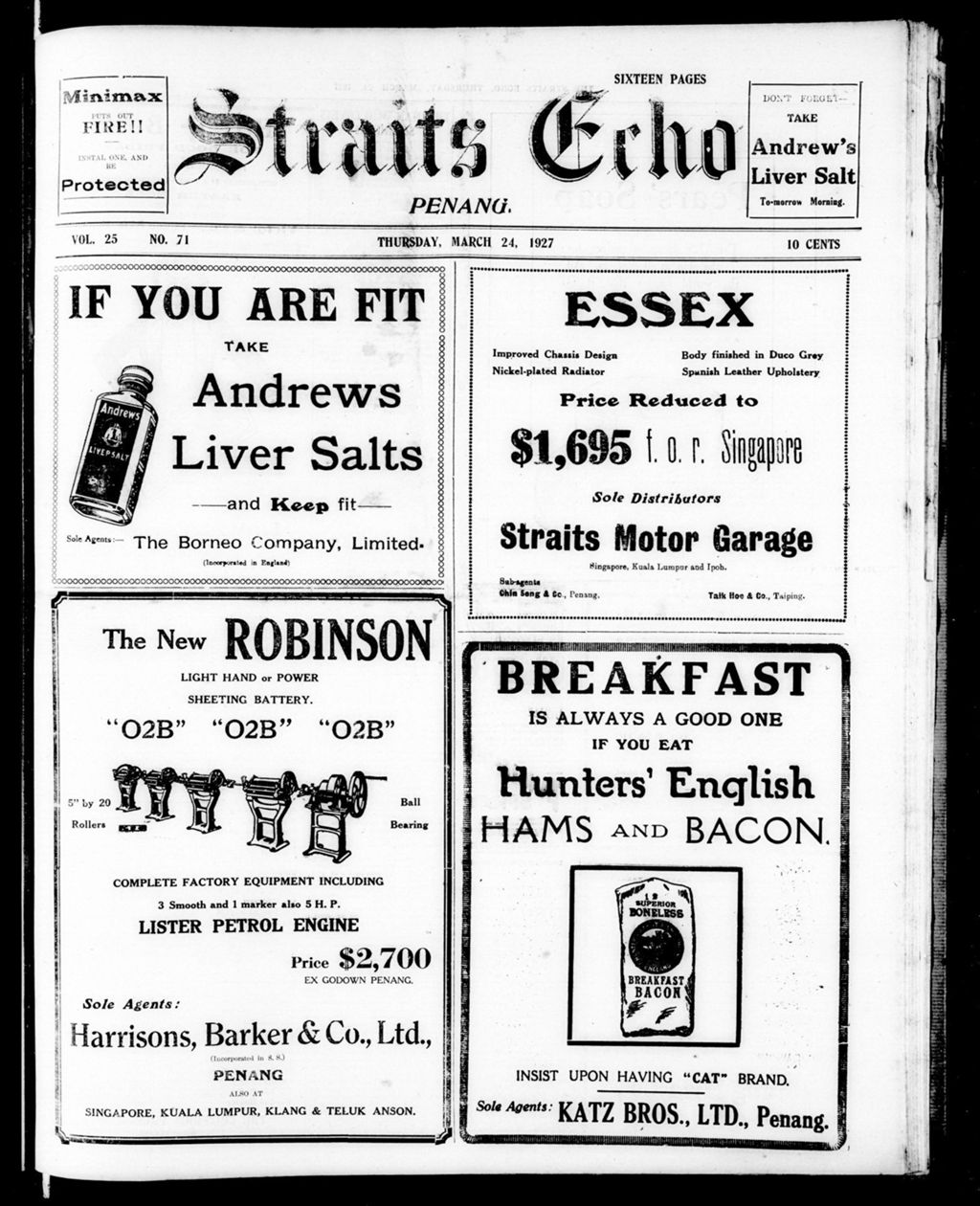 Miniature of Straits Echo 24 March 1927