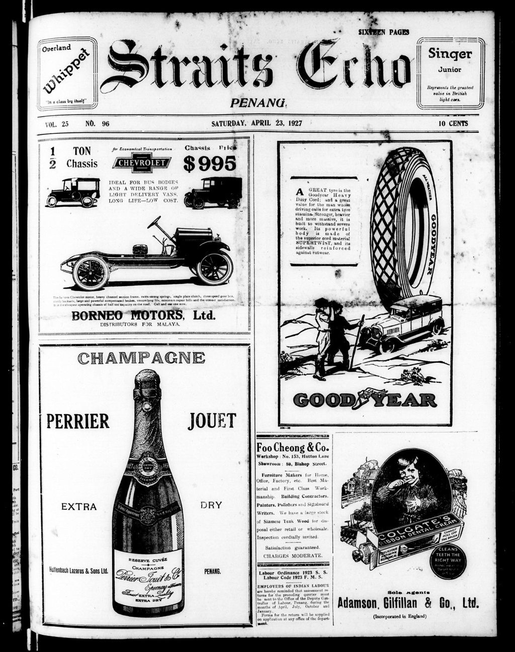 Miniature of Straits Echo 23 April 1927