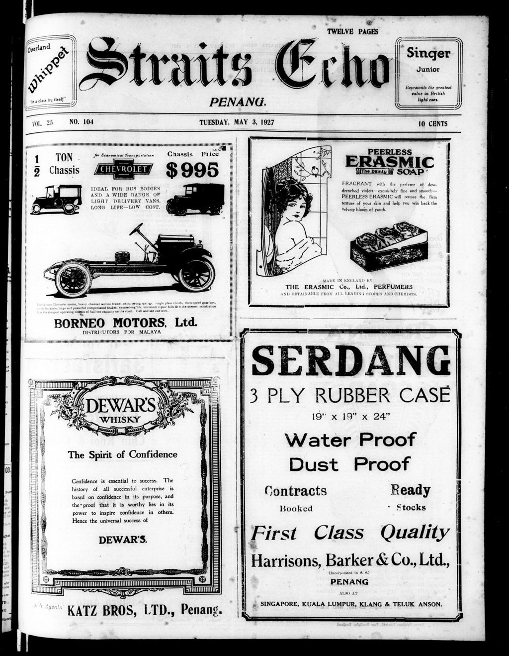 Miniature of Straits Echo 03 May 1927