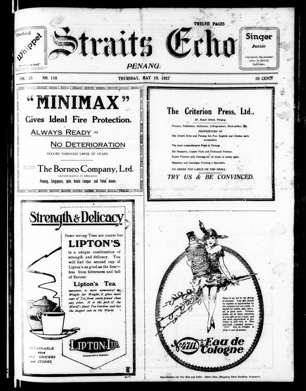 Miniature of Straits Echo 19 May 1927