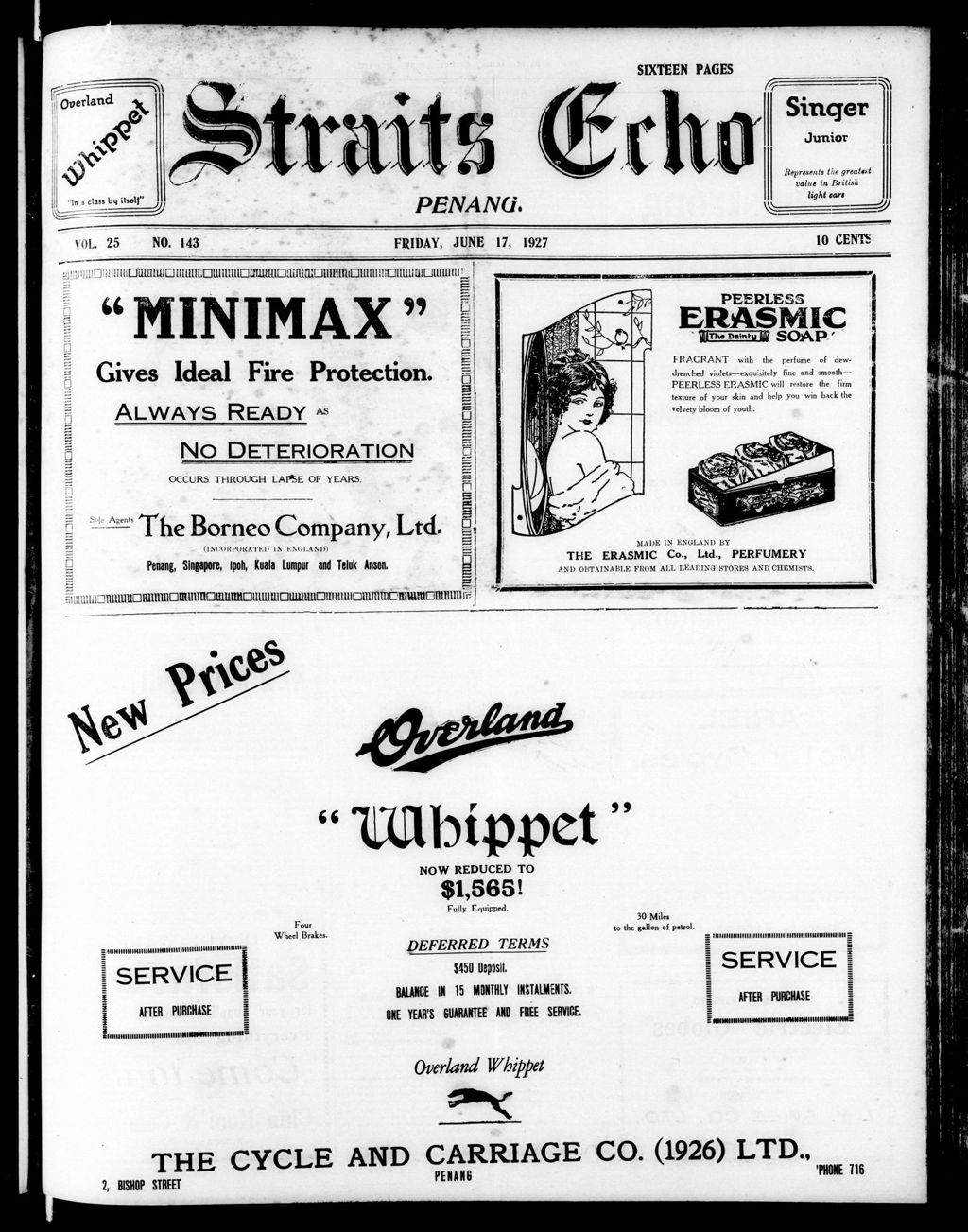 Miniature of Straits Echo 17 June 1927