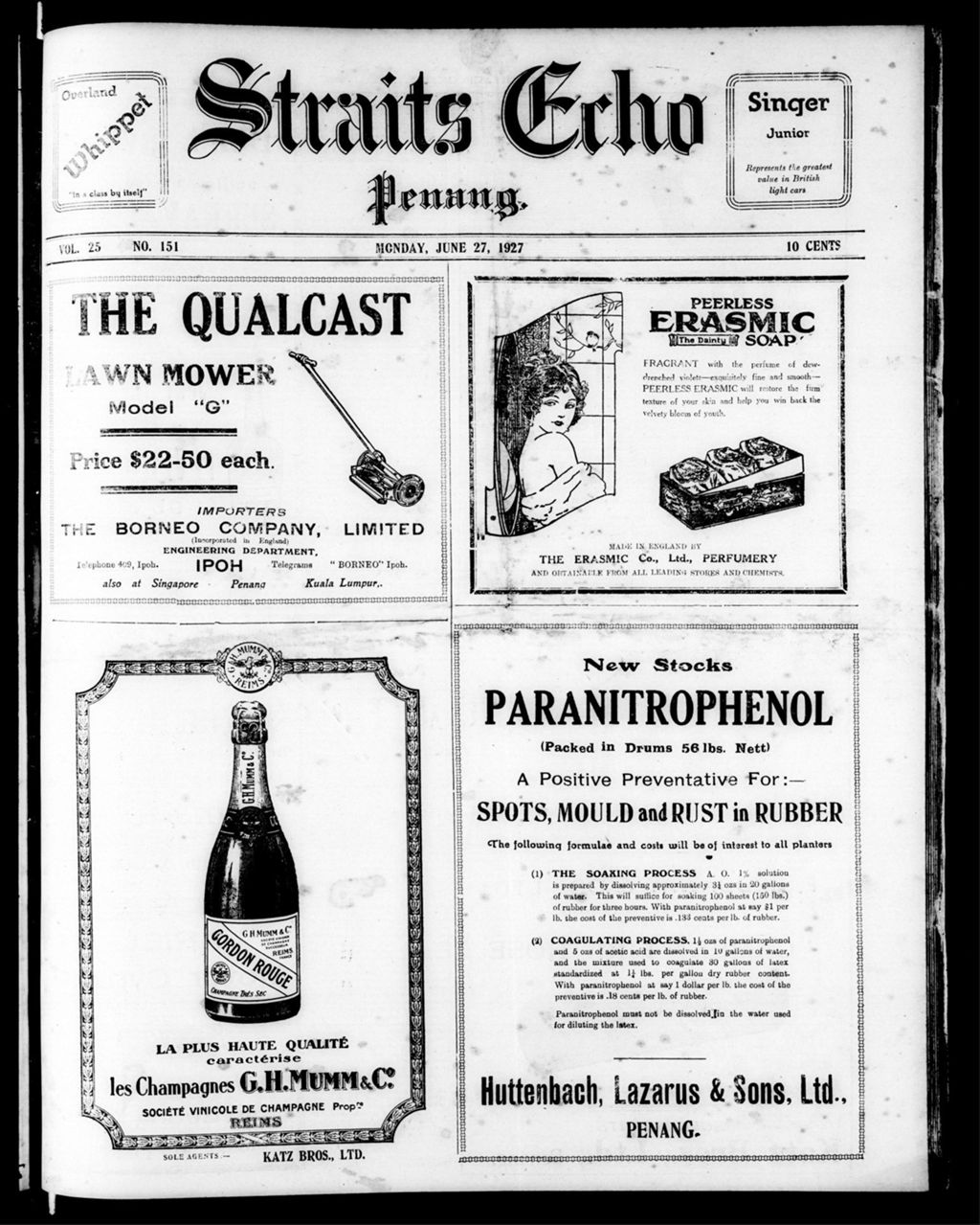 Miniature of Straits Echo 27 June 1927