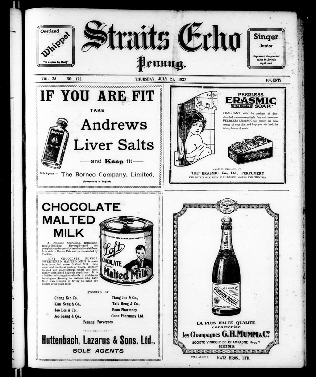 Miniature of Straits Echo 21 July 1927