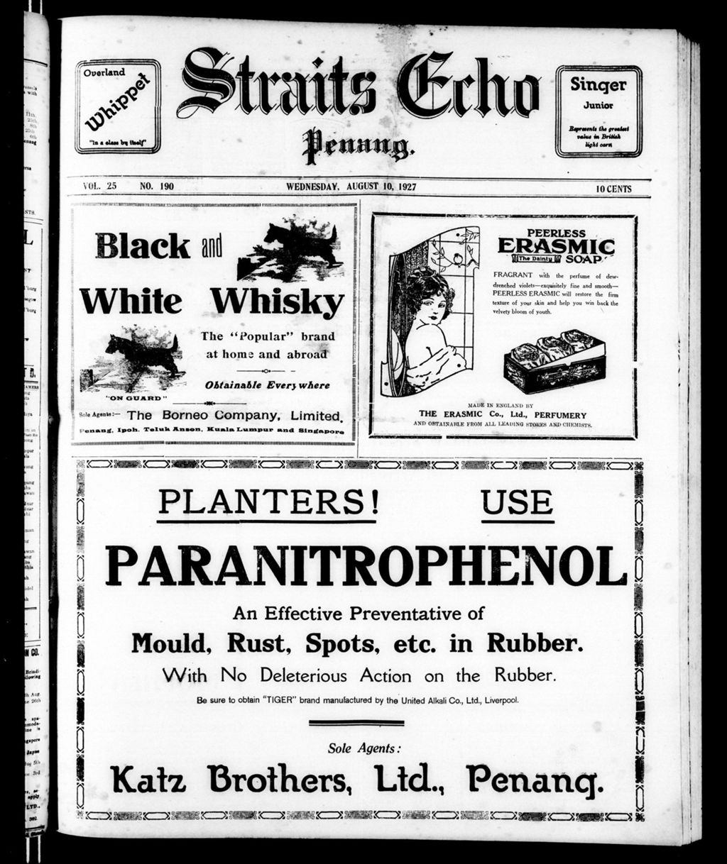 Miniature of Straits Echo 10 August 1927