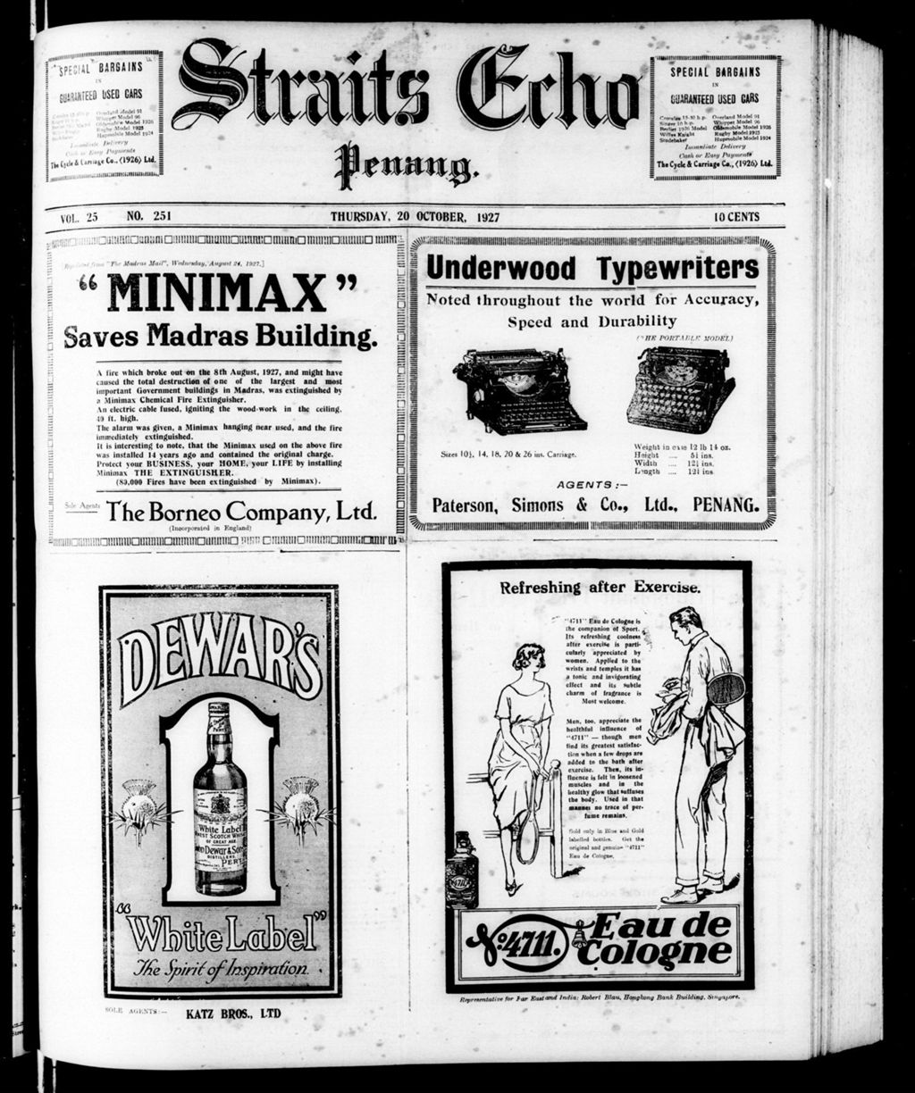 Miniature of Straits Echo 20 October 1927