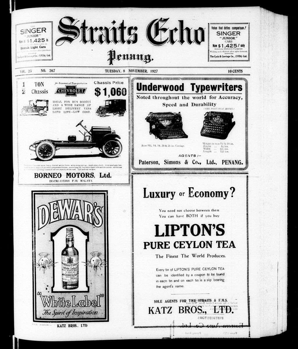 Miniature of Straits Echo 08 November 1927