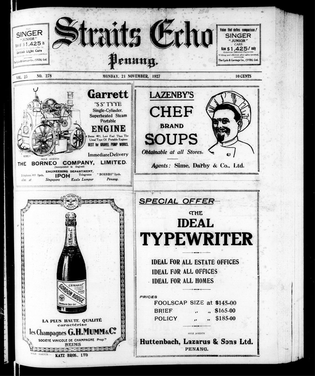 Miniature of Straits Echo 21 November 1927