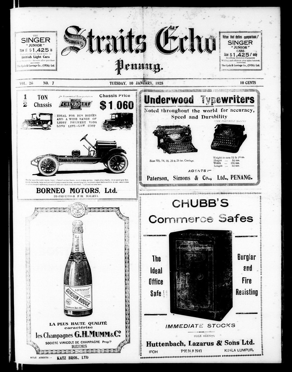 Miniature of Straits Echo 10 January 1928