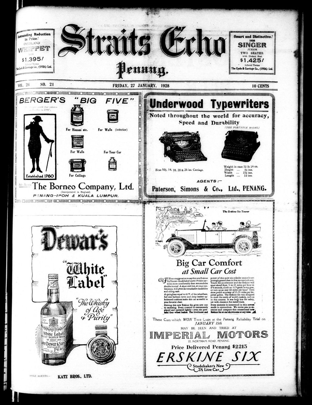 Miniature of Straits Echo 27 January 1928