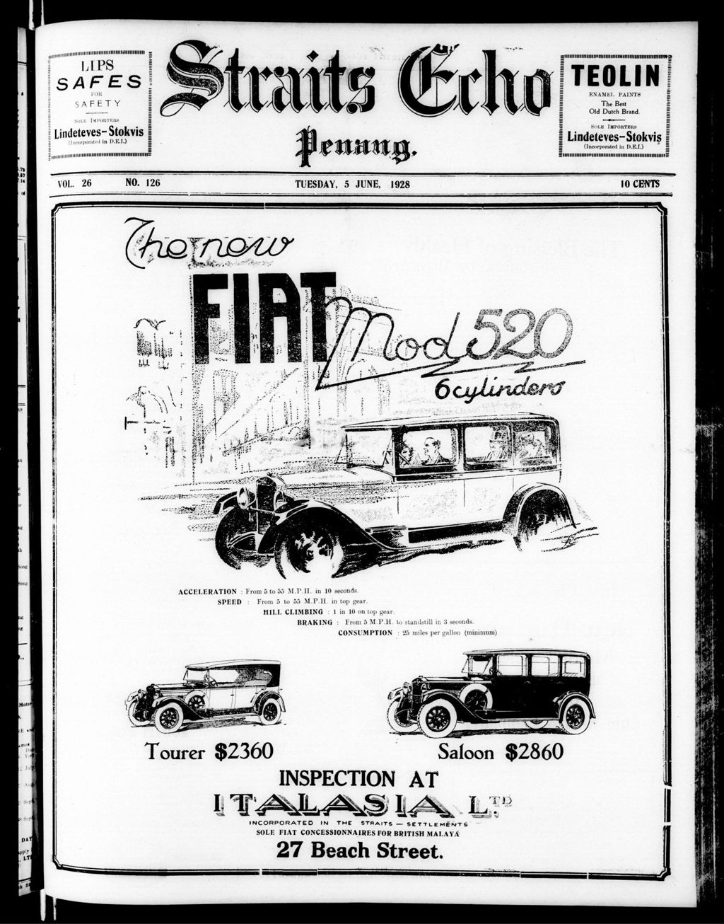 Miniature of Straits Echo 05 June 1928