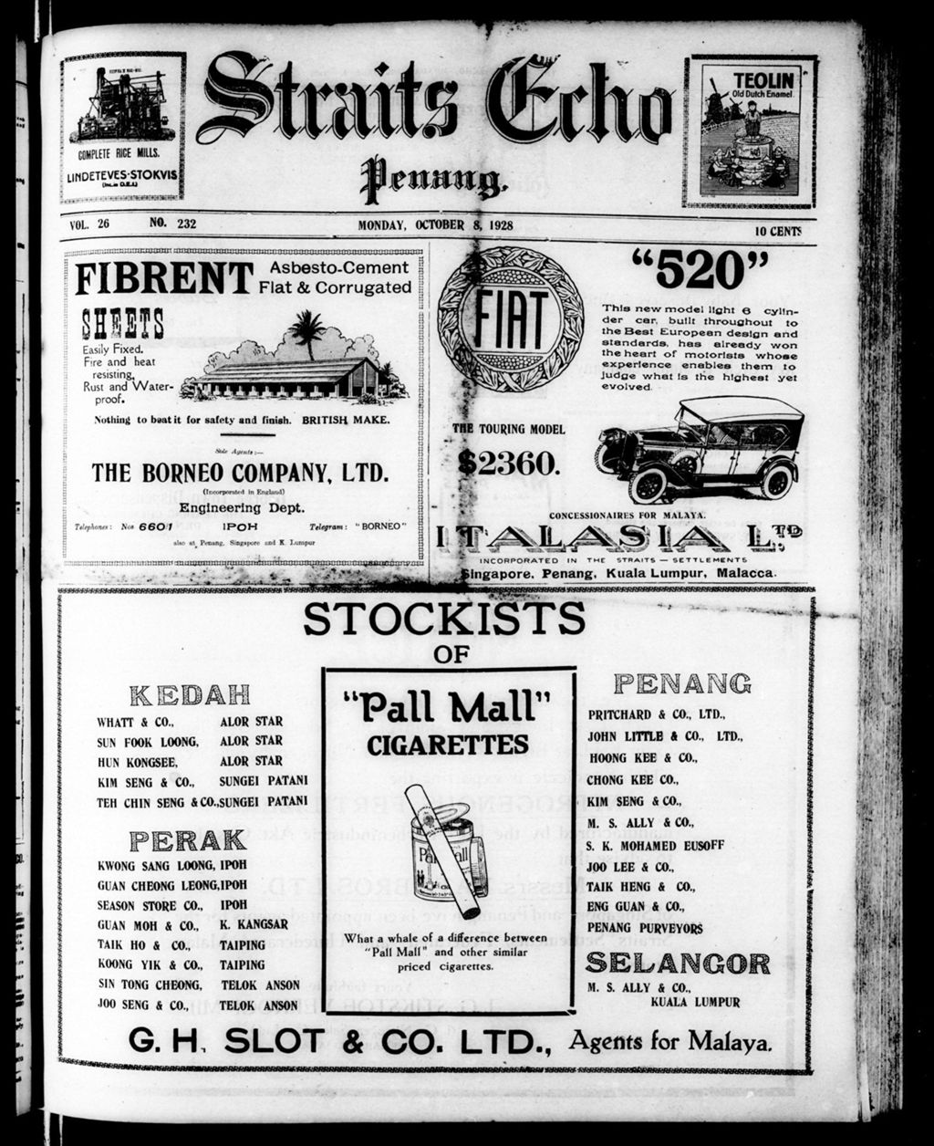 Miniature of Straits Echo 08 October 1928