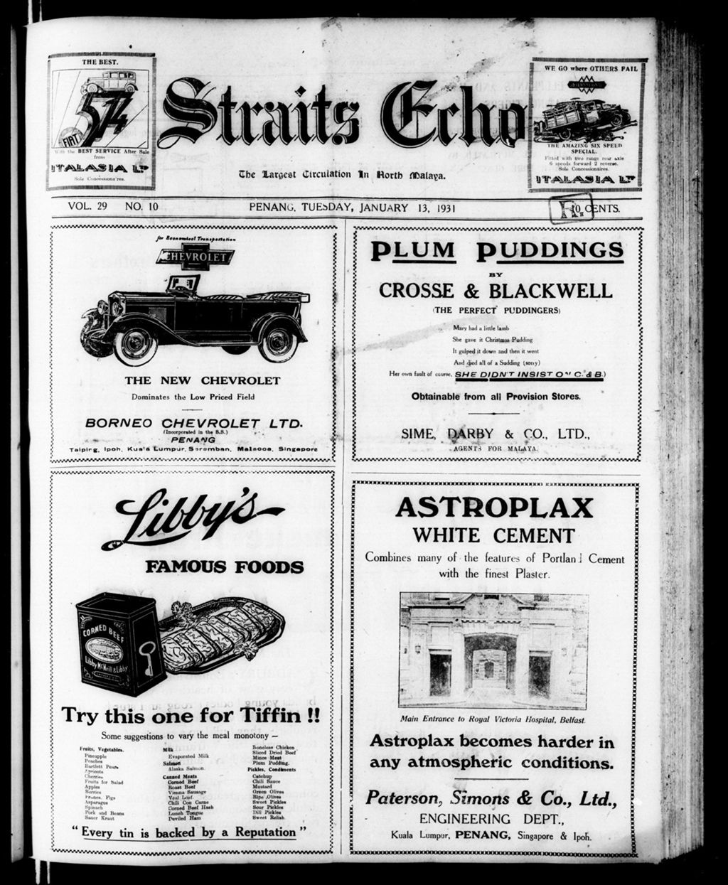 Miniature of Straits Echo 13 January 1931