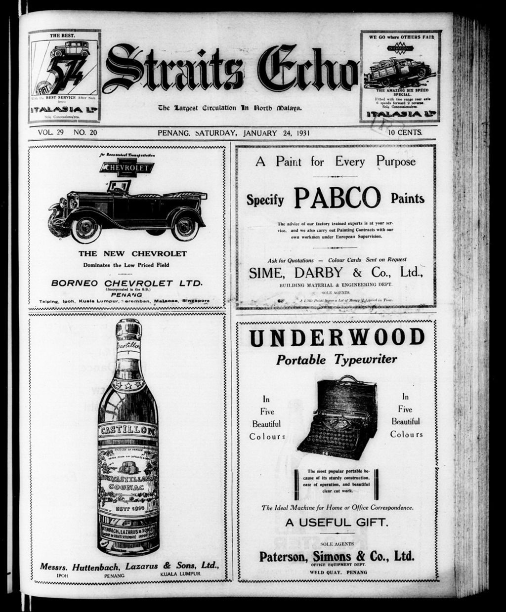 Miniature of Straits Echo 24 January 1931