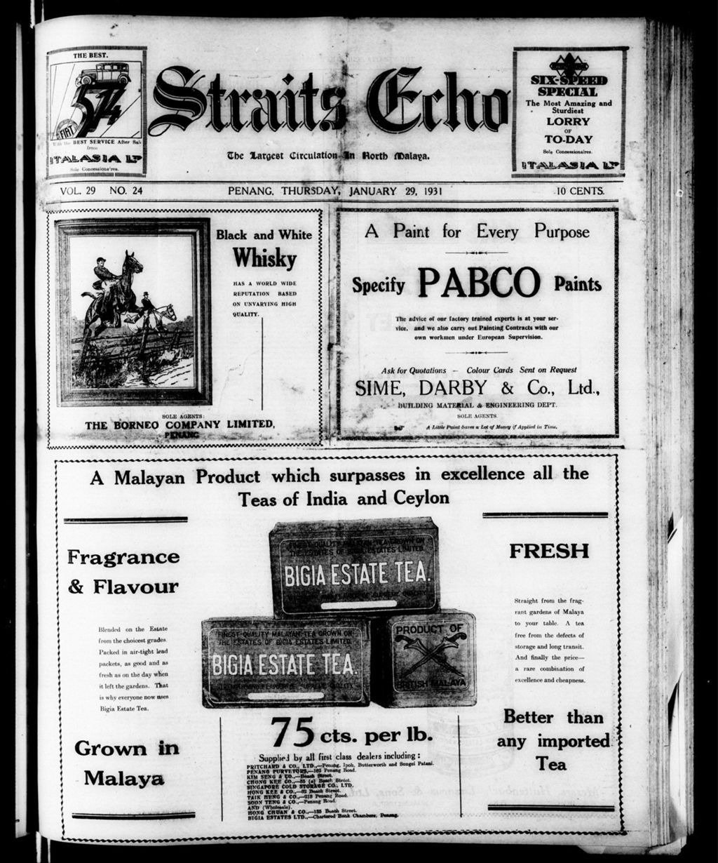 Miniature of Straits Echo 29 January 1931