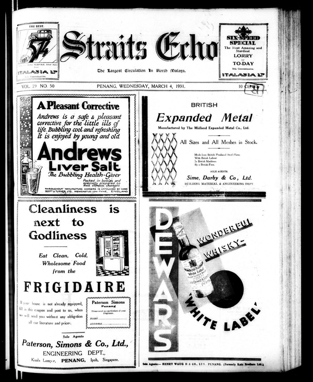 Miniature of Straits Echo 04 March 1931